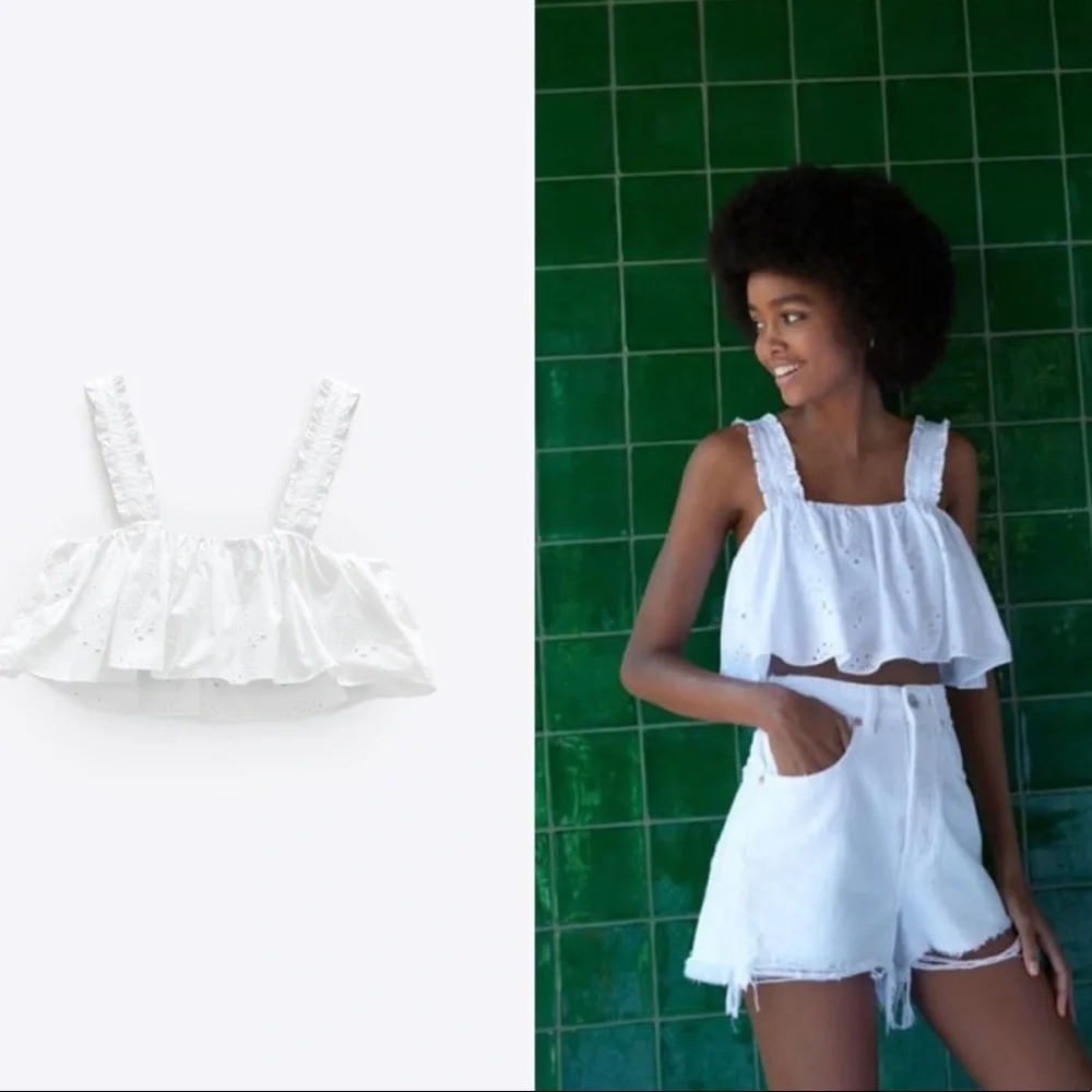 Zara White Embroidered Top - Picture 6 of 16